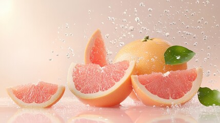 Vibrant Pink Grapefruit Segments with Fresh Pulp