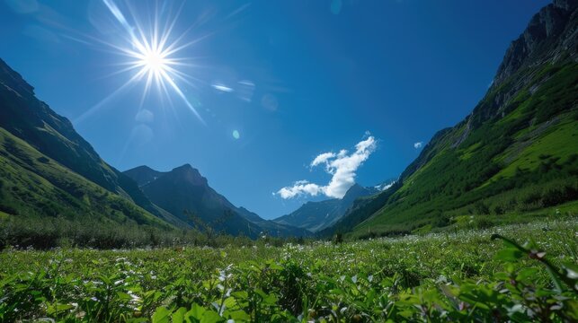 A beautiful sunny day with lush green grass and rolling hills