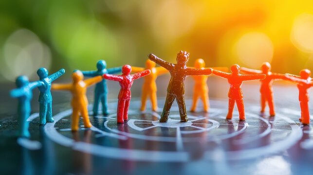 Target success and unity concept with a focus on achievement and teamwork.