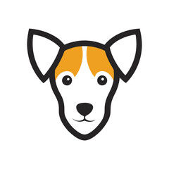 Dog head color icon. Cartoon cute dog face. Vector illustration isolated on white black.	