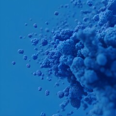 Abstract digital representation of particles floating in a vibrant blue background, showcasing intricate details and dynamic movement for visual effects in scientific and artistic contexts.