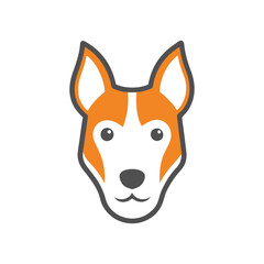 Dog head color icon. Cartoon cute dog face. Vector illustration isolated on white black.	