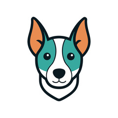 Dog head color icon. Cartoon cute dog face. Vector illustration isolated on white black.	