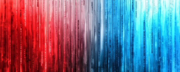 Red and Blue Binary Code Background: Data Security Concept with Digital Numbers on the Screen