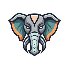 Elephant head color vector icon on isolated vector icon illustration on white background.