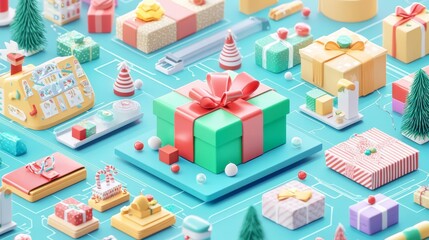 Fototapeta premium Colorful gift boxes for festive celebration.
