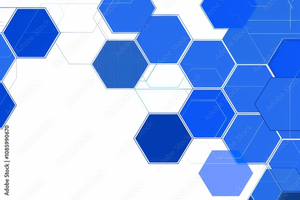 Poster hexagonal pattern in blue design element