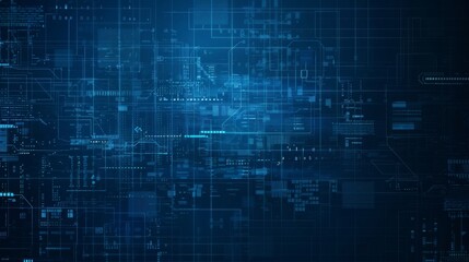 Obraz premium Digital Line and Grid Technology: Blue Data Matrix Simulation