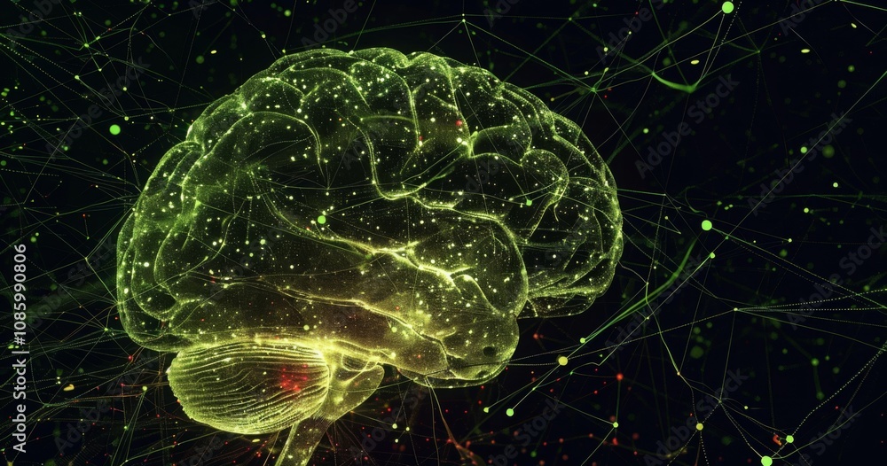 Aufkleber a captivating visualization of the human brain emphasizing its intricate connections.
