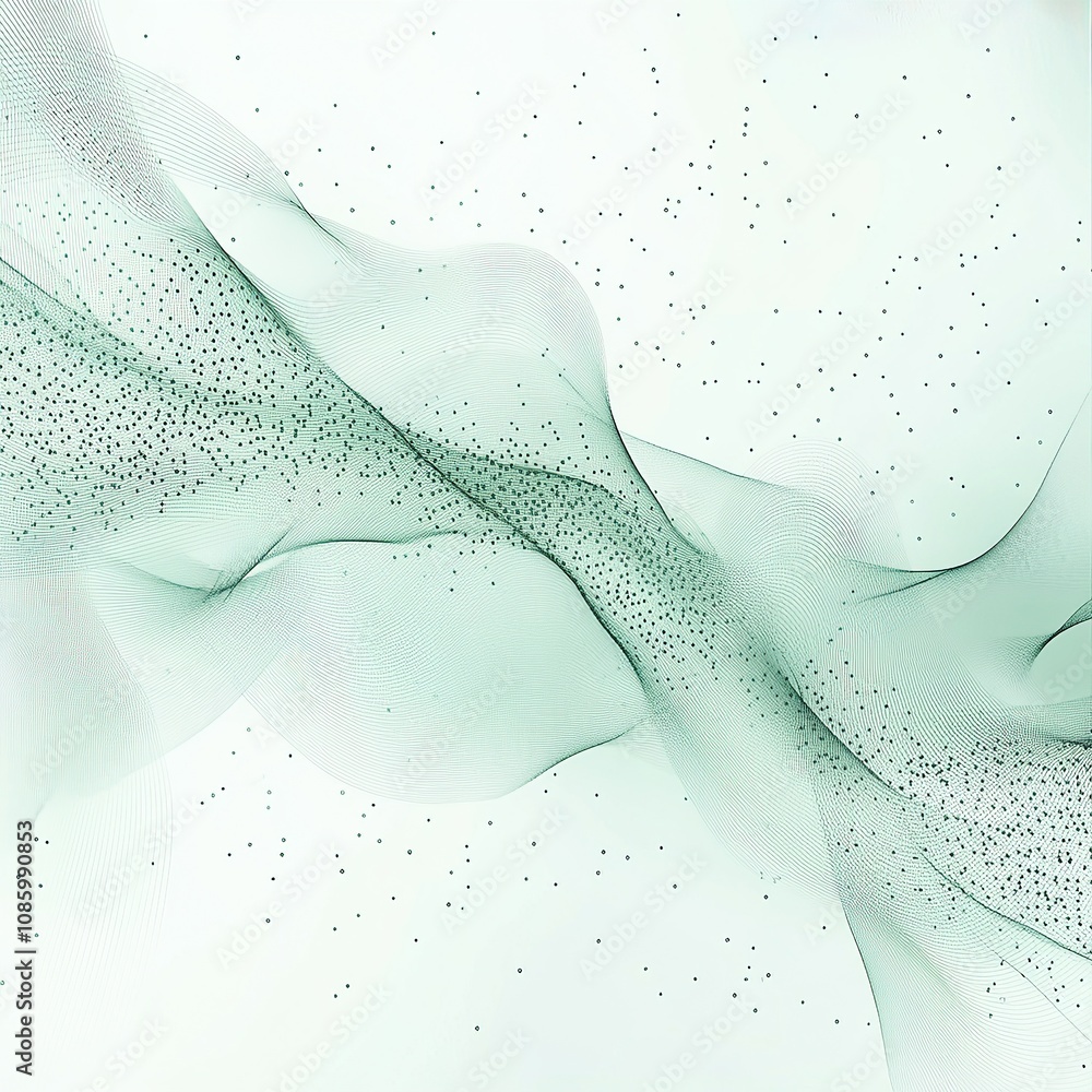 Poster abstract green network of connected nodes and lines.