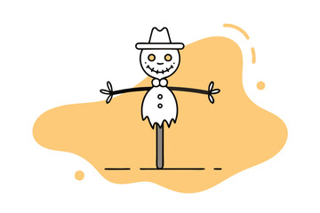 Minimalist  Line Halloween Scarecrow Icon Vector Design