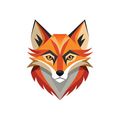 Cute single fox head color vector design , fox logo with white background.