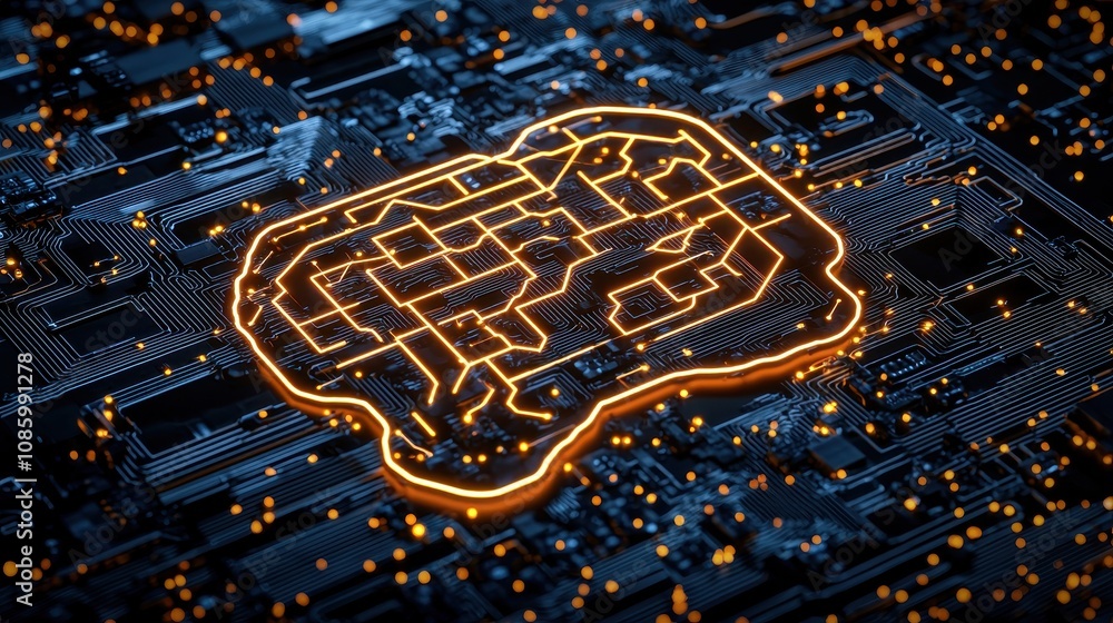 Poster artificial intelligence circuit design technology hub digital artwork futuristic environment abstrac