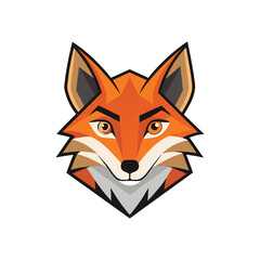 Cute single fox head color vector design , fox logo with white background.