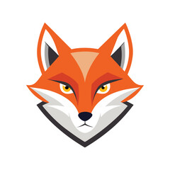Obraz premium Cute single fox head color vector design , fox logo with white background.