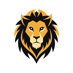 Lion color head vector silhouette  graphic isolated sketch illustration on white background.	
