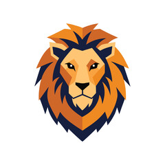 Lion color head vector silhouette  graphic isolated sketch illustration on white background.	