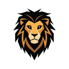 Lion color head vector silhouette  graphic isolated sketch illustration on white background.	