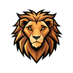 Lion color head vector silhouette  graphic isolated sketch illustration on white background.	
