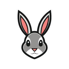 Rabbit head color icon  graphic isolated sketch illustration on white background.	