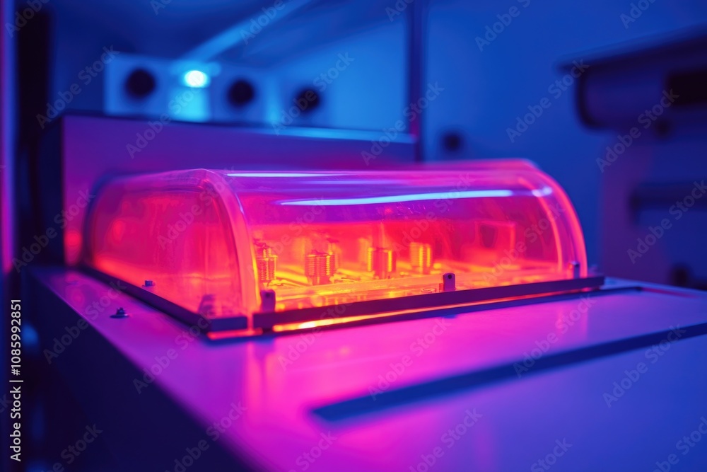 Aufkleber a close-up shot of a red light in a room, great for capturing attention or adding drama to your scen