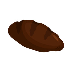 Black bread loaf on a white background. Vector illustration
