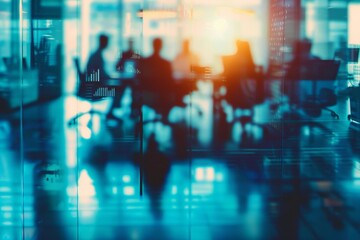 Fototapeta premium Abstract Blurred Image of Businesspeople Meeting in an Office