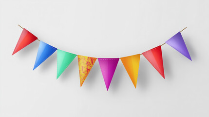 multi-colored holiday flags on a white background