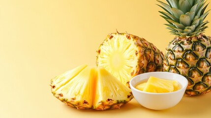 Freshly Sliced Pineapple with Juicy Golden Flesh