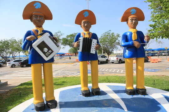 Petrolina, Pernambuca, Brazil - November 14, 2024: Trio Nordestino monument seen in the city of Pedtrolina.