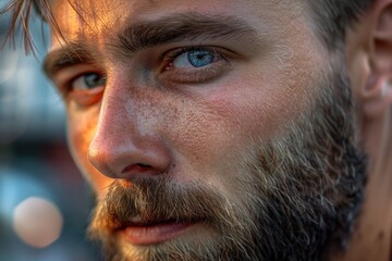 Obraz premium Portrait of a man with a full beard, looking directly at the camera