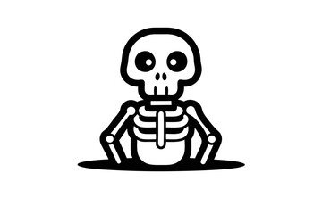 Minimalist Line Art Vector Illustration of a Halloween Skeleton Icon