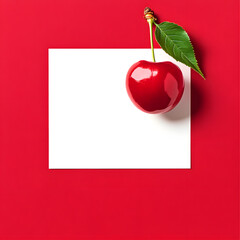 a pop art cherry card mockup background with an unobstructed white square card in the center