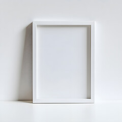 white frame mockup on the white floor, white isolated background