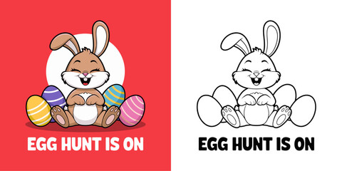 Cute Easter Bunny T-shirt vector Design