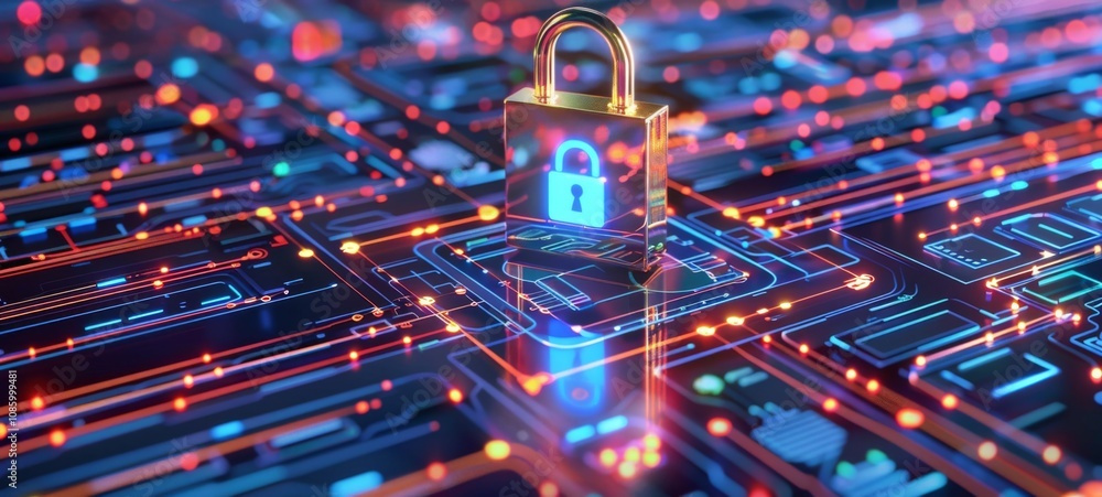 Poster monochromatic color scheme in digital tone for security visuals