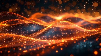 Obraz premium Glowing Edges Orange Wave Digital Art