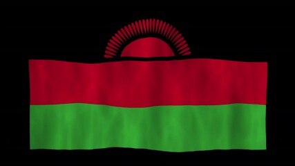 Looping animation of a waving 3D Malawi flag with alpha channel