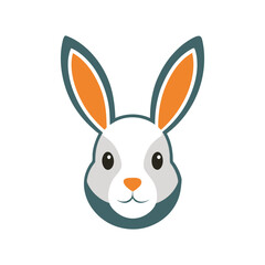 Rabbit head color icon  graphic isolated sketch illustration on white background.	
