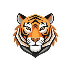 Color tiger head  logo vector icon illustration white background.