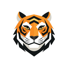 Color tiger head  logo vector icon illustration white background.