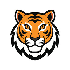 Color tiger head  logo vector icon illustration white background.
