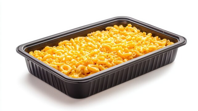 Creamy and Cheesy Macaroni Dish in Black Tray Ready for Serving, Perfect for Family Gatherings, Casual Dinners, and Comfort Food Moments