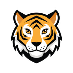 Color tiger head  logo vector icon illustration white background.