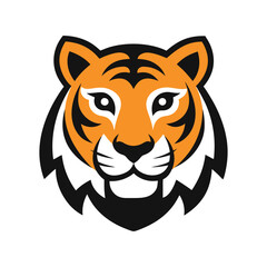 Color tiger head  logo vector icon illustration white background.
