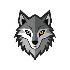 Wolf head color icon line out vector illustration design on white background.	