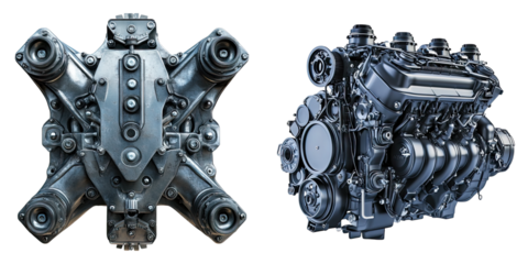 Engine mounts isolated on transparent background, Set of