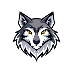 Wolf head color icon line out vector illustration design on white background.	