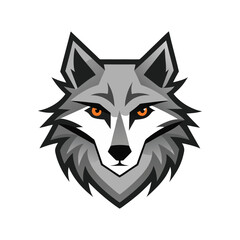 Wolf head color icon line out vector illustration design on white background.	