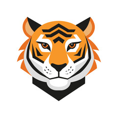 Color tiger head  logo vector icon illustration white background.